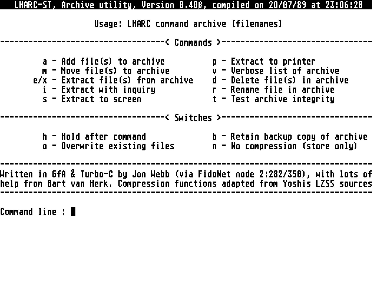 LHarc-ST — screenshot 1